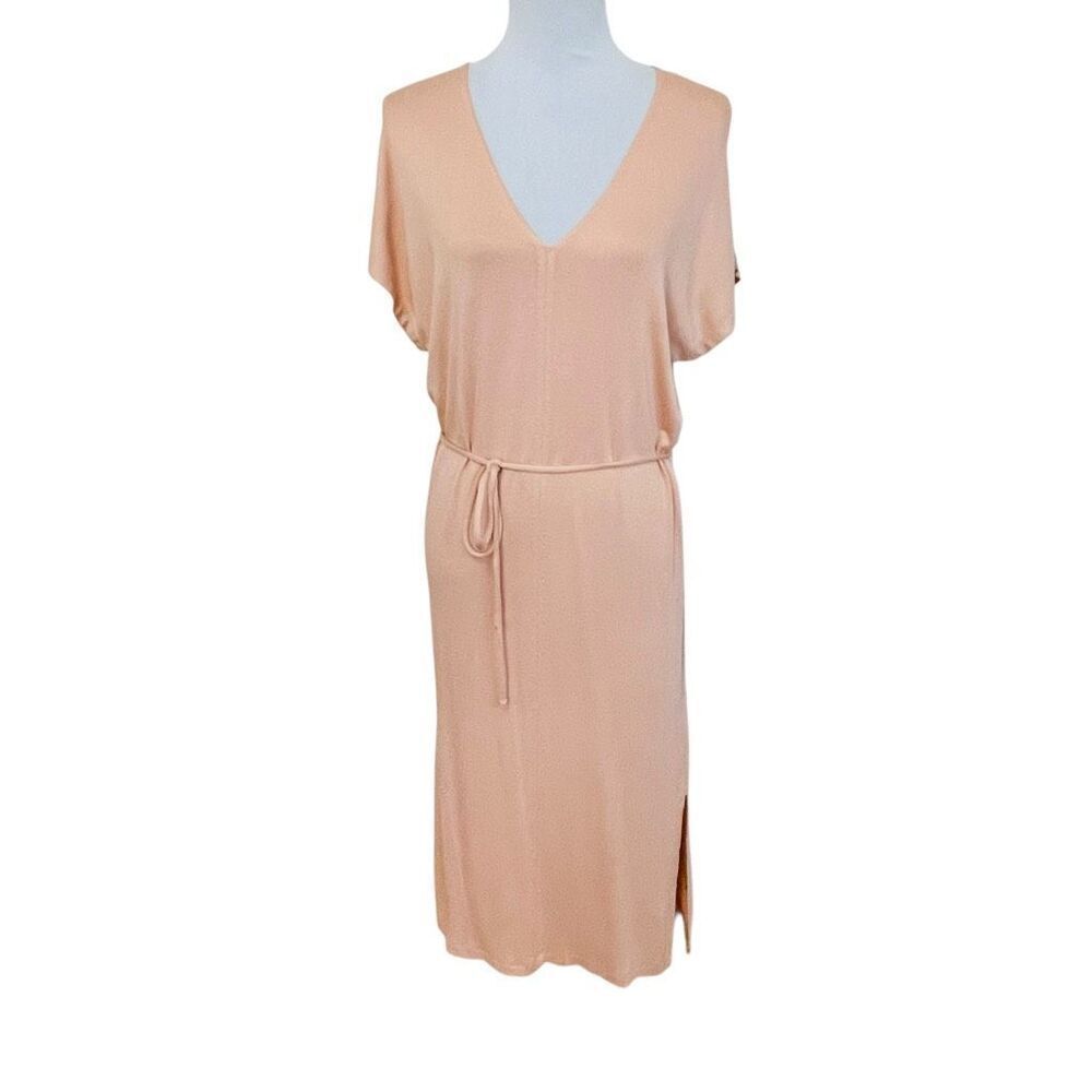 Vince Double V-Neck Popover Dress Pale Pink Size Small